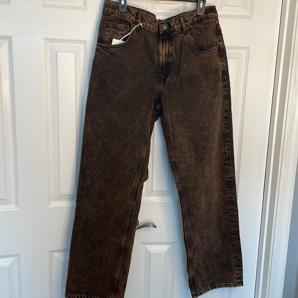 ZARA MAN NEW YORK EDITION WASHED EFFECT RELAXED FIT JEANS BLACK & BRONZE SIZE 44 - Picture 2 of 11